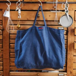 Femme 200 LINTEX Cabas Merci|Cabas-Cabas en lin lavé - Bleu Shibori