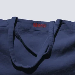 Femme 200 LINTEX Cabas Merci|Cabas-Cabas en lin lavé - Bleu Shibori