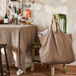 Femme 200 LINTEX Maison De Campagne|Cabas Merci-Cabas en lin lavé - Brun Cha Iro