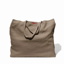 Femme 200 LINTEX Maison De Campagne|Cabas Merci-Cabas en lin lavé - Brun Cha Iro