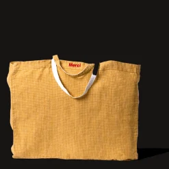 Femme 200 LINTEX Maison De Campagne|Cabas Merci-Cabas en lin lavé - Carreaux Jaune Asahi