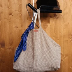 Femme 200 LINTEX Maison De Campagne|L'esprit Merci-Cabas en lin lavé - Carreaux Brun Cha Iro