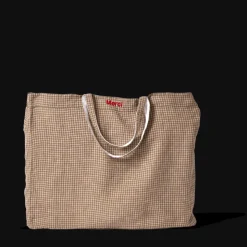 Femme 200 LINTEX Maison De Campagne|L'esprit Merci-Cabas en lin lavé - Carreaux Brun Cha Iro