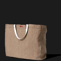 Femme 200 LINTEX Maison De Campagne|L'esprit Merci-Cabas en lin lavé - Carreaux Brun Cha Iro