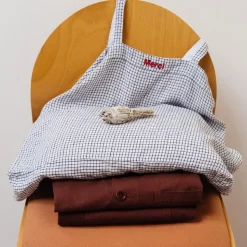 Femme 200 LINTEX Maison De Campagne|Cabas Merci-Cabas en lin lavé - Carreaux Bleu Shibori