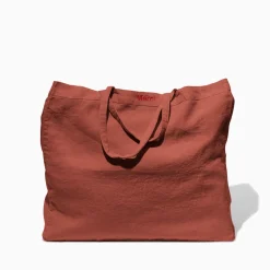 Femme 200 LINTEX Cabas Merci|Cabas-Cabas en lin lavé - Rouge Urushi
