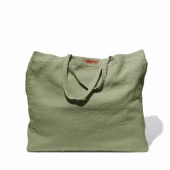 Femme 200 LINTEX Maison De Campagne|Cabas Merci-Cabas en lin lavé - Vert Komorebi