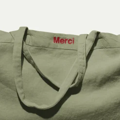Femme 200 LINTEX Maison De Campagne|Cabas Merci-Cabas en lin lavé - Vert Komorebi