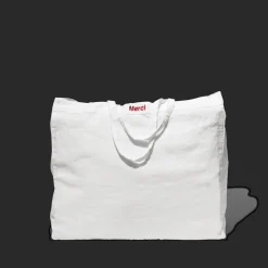 Femme 200 LINTEX Cabas Merci|Cabas-Cabas en lin lavé Merci - Blanc Optique