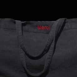 Femme 200 LINTEX Cabas Merci|Cabas-Cabas en lin lavé Merci - Bleu Encre