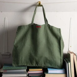 Femme 200 LINTEX Cabas Merci|Cabas-Cabas en lin lavé Merci - Vert d'Anduze