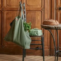 Femme 200 LINTEX Cabas Merci|Cabas-Cabas en lin lavé Merci - Vert d'Anduze