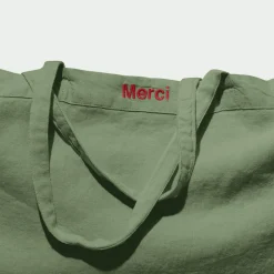 Femme 200 LINTEX Cabas Merci|Cabas-Cabas en lin lavé Merci - Vert d'Anduze