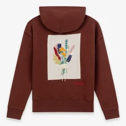 Homme CALEB Sweats-- Hoodie Bouquet brodé - Marron