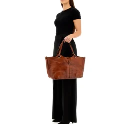 Femme CAMPOMAGGI Sacs À Main-- Cabas Grande - Cognac