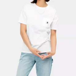 Femme Carhartt WIP T-shirts-- T-Shirt Pocket - Blanc