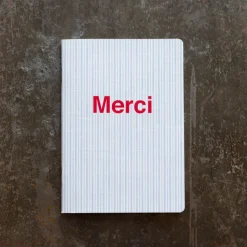 2962 BRANDBOOK Écriture-Carnet Merci - Rayures Bleu Tyrrhénien et Rouge