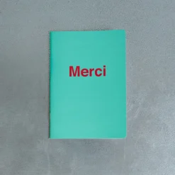 2962 BRANDBOOK Écriture-Carnet Merci - Turquoise et Rouge