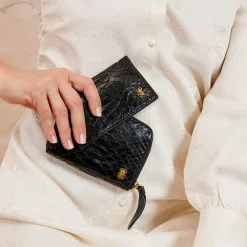 Femme Claris Virot Porte Monnaie|Porte Monnaie-- Portefeuille Mini Bob Pyhton- Noir