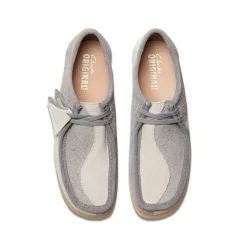 Homme Clarks Derbies-- Wallabee - Gris/Blanc