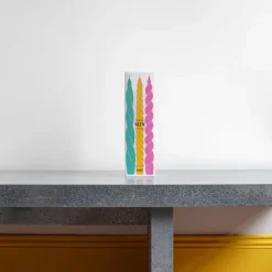 208 HAY Bougies & Parfums D'intérieur-Coffret de six Bougies Long Mix - Vert, Jaune, Rose