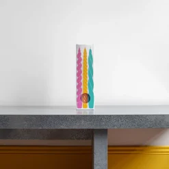 208 HAY Bougies & Parfums D'intérieur-Coffret de six Bougies Long Mix - Vert, Jaune, Rose