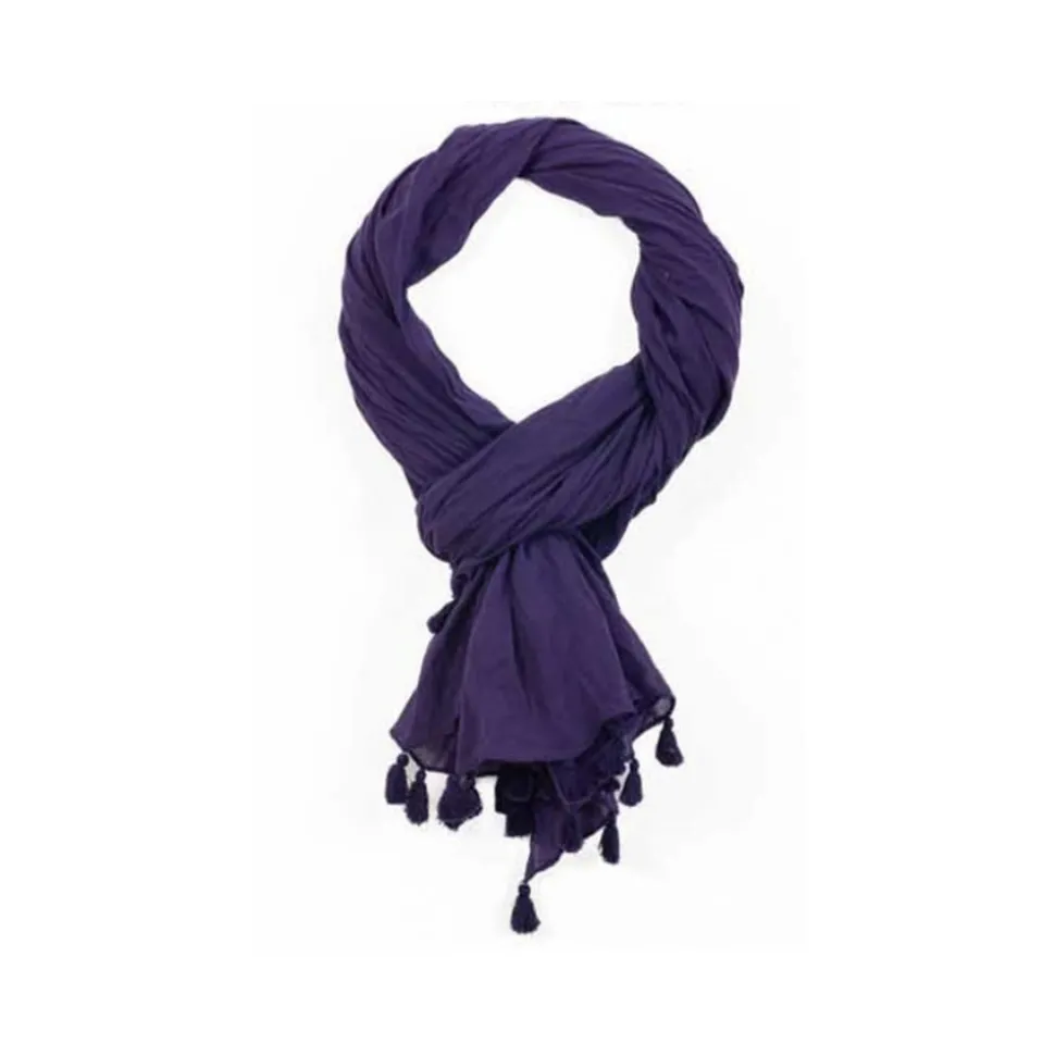 Femme COLORES Foulards & Echarpes-- Paréo Pom Pom - Deep Purple