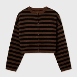 Femme Cordera Mailles-- Cardigan Rayé - Marron