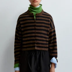 Femme Cordera Mailles-- Cardigan Rayé - Marron
