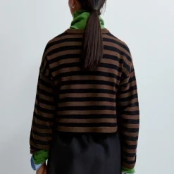 Femme Cordera Mailles-- Cardigan Rayé - Marron