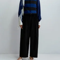 Femme Cordera Pantalons-- Pantalon Velours Baggy - Noir