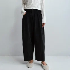 Femme Cordera Pantalons-- Pantalon Velours Baggy - Noir