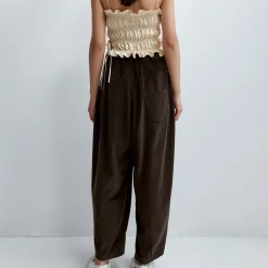 Femme Cordera Pantalons-- Pantalon Velours Baggy - Marron