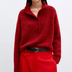 Femme Cordera Mailles-- Pull Camioneur - Rouge