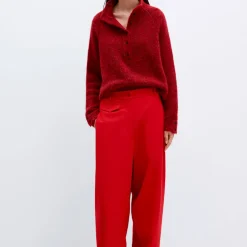 Femme Cordera Mailles-- Pull Camioneur - Rouge