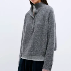 Femme Cordera Mailles-- Pull Camioneur - Gris