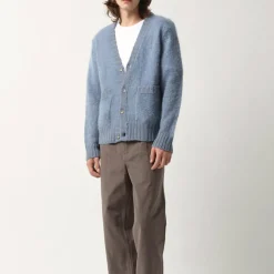 Homme CORRIDOR Mailles-- Cardigan Mohair - Bleu