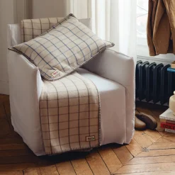 2138 TESSILECHITI L'esprit Merci-Coussin Merci - Carreaux Bleu Shibori