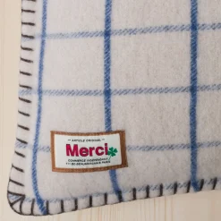 2138 TESSILECHITI L'esprit Merci-Coussin Merci - Carreaux Bleu Shibori