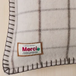2138 TESSILECHITI L'esprit Merci-Coussin Merci - Carreaux Brun Cha Iro