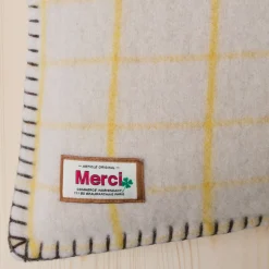 2138 TESSILECHITI L'esprit Merci-Coussin Merci - Carreaux Jaune Asahi