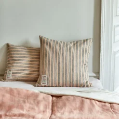 200 LINTEX Coussins|Coussins Épais-Coussin épais en lin - Rayures Matelas Bleu & Jaune Asahi