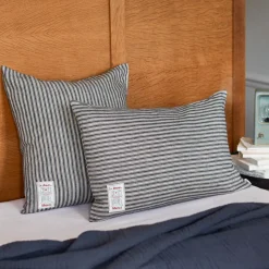 200 LINTEX Coussins|L'esprit Merci-Coussin épais en lin - Rayures Bleu Encre