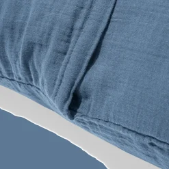 2100 GAZEX Coussins|Coussins Rectangles-Coussin rectangle en gaze de coton - Bleu zinc