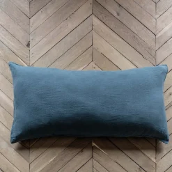 200 LINTEX Accessoirisez Votre Intérieur|Coussins-Coussin rectangle en lin lavé - Bleu Pétrole