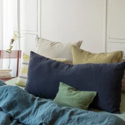 200 LINTEX Coussins|Coussins Rectangles-Coussin rectangle en lin lavé - Bleu Encre