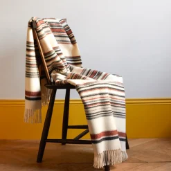 1773 LAGOMORO Plaids & Couvertures-Couverture Cleo - Rayures Beige