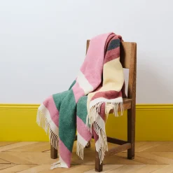 1773 LAGOMORO Plaids & Couvertures-Couverture Isola - Rayures Rose