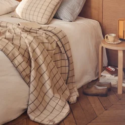2138 TESSILECHITI Plaids & Couvertures|L'esprit Merci-Couverture Merci - Carreaux Brun Cha Iro