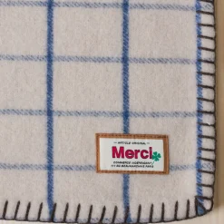 2138 TESSILECHITI Plaids & Couvertures|L'esprit Merci-Couverture Merci - Carreaux Bleu Shibori